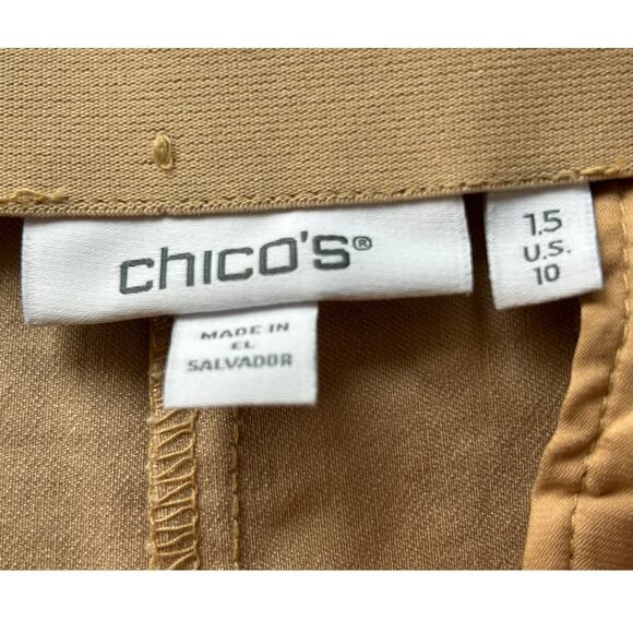 Chico's Khaki Tan Stretch Crop Elastic Waist Slimming Pants Size 10 / 1.5 - Picture 4 of 7